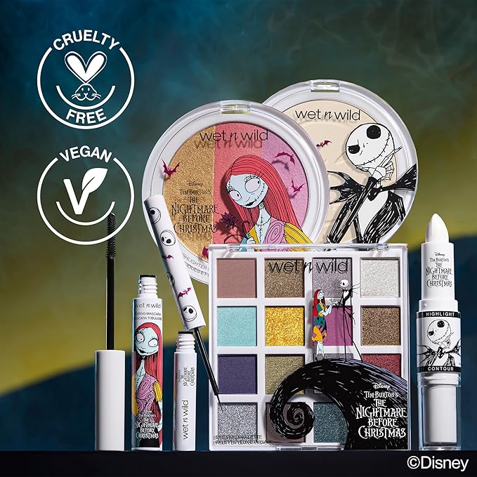 wet n wild Disney Nightmare Before Christmas Limited Edition PR Box - Coffin-Shaped Collector's Set with Eye, Face & Body Makeup, Color-Changing Lip Oils, Tubing Mascara & More - Cruelty-Free-Velvo Beauty