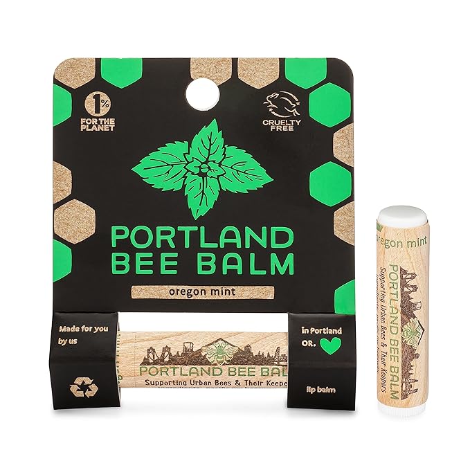 Portland Bee Balm All Natural Handmade Beeswax Based Lip Balm, Oregon Mint 1 Count-Velvo Beauty