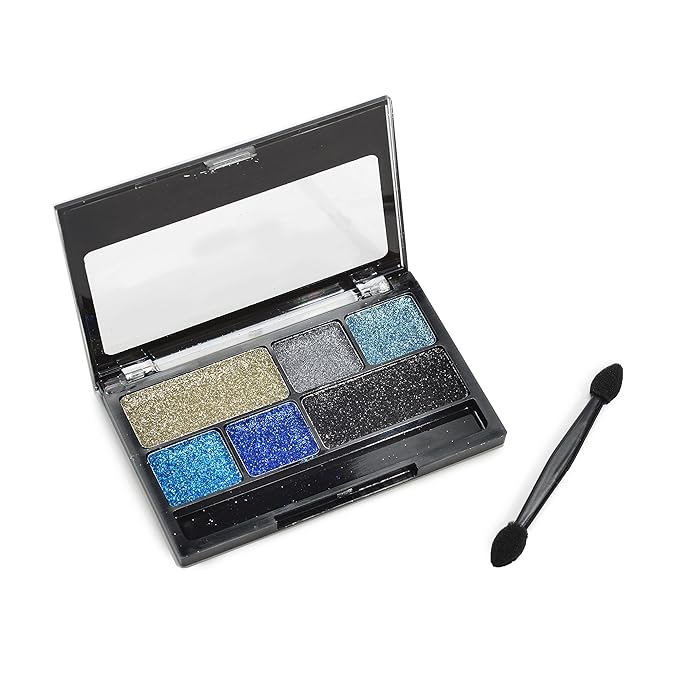 BYS Glitter Glitz Gel for Eyes and Face Eye 6 Shade Makeup Palette - Azure Blue-Velvo Beauty