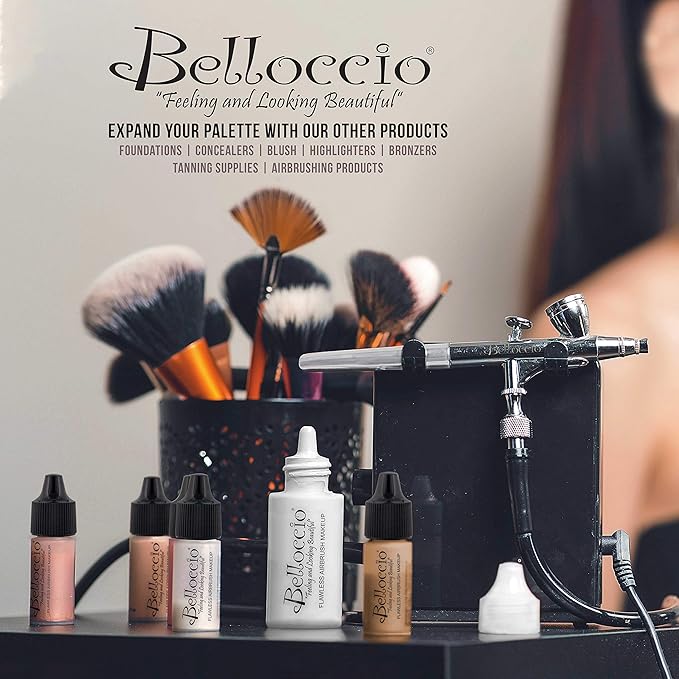 16 Ounce Bottle of Belloccio Makeup Airbrush Cleaner - Fast Acting Cleaning Solution, Quickly Cleans Flushes Out Airbrush Makeup Foundation, Blush, Highlighter - Clean Cosmetic Makeup Brushes, Paint-Velvo Beauty