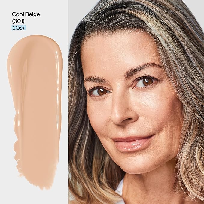 Revlon Illuminance Tinted Serum, Triple Hyaluronic Acid, Evens Out Skin Tone Over Time and Hydrates All Day, SPF 15, 301 Cool Beige, 0.94 fl oz.-Velvo Beauty
