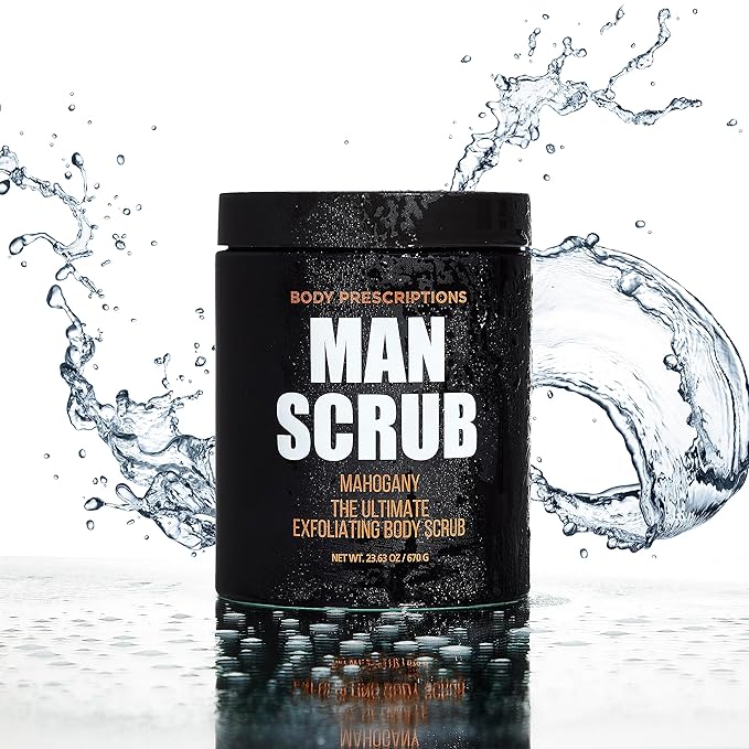 Body Prescriptions Men’s Exfoliating Body Scrub – Ultimate Skin Cleansing Wash in Jar with Twist-Top Lid, For All Skin Types, 21 Ounce (Pack of 2), Mahogany-Velvo Beauty