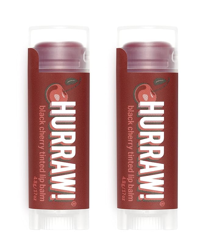 Hurraw! Black Cherry Tinted Lip Balm, 2 Pack: (Sheer Red Tint) Organic, Certified Vegan, Cruelty and Gluten Free. Non-GMO, 100% Natural Ingredients. Bee, Shea, Soy and Palm Free. Made in USA-Velvo Beauty