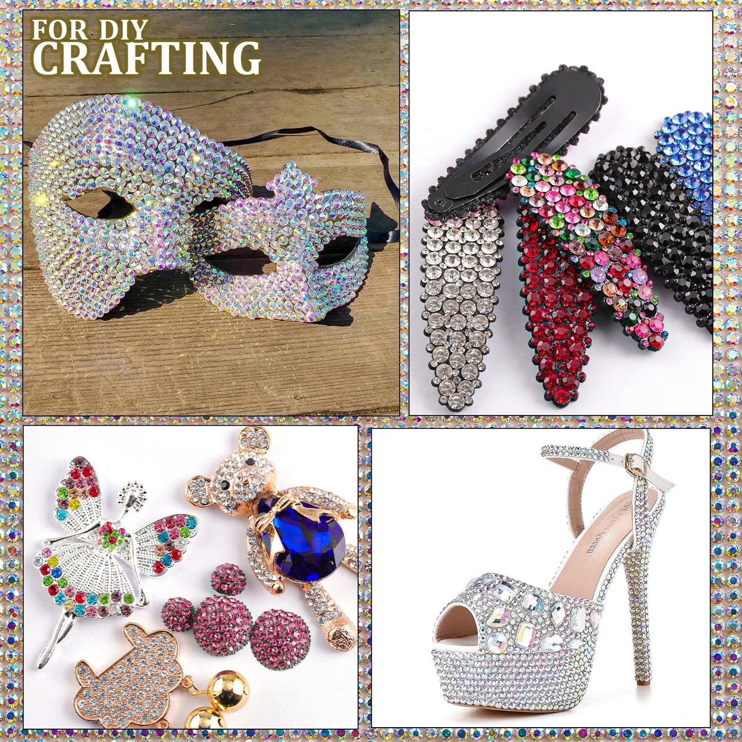 Two Packs of Flatback Rhinestones 4520 Pcs Colorful Nail Art Flatback Crystal Colorful+AB Rhinestone with Picker Pencil and Tweezer for Nail Art and Decoration-Velvo Beauty