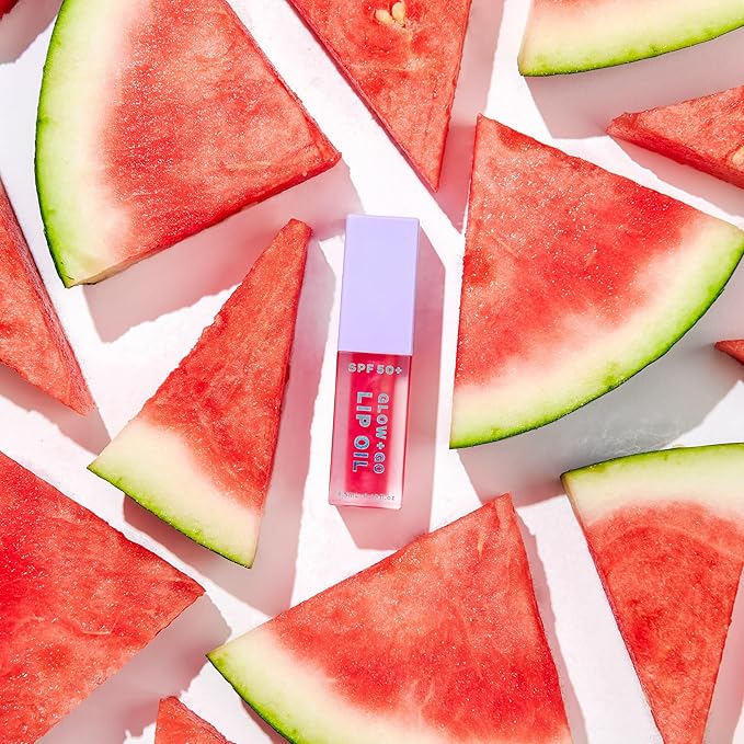 SPF50 Glow & Go Lip Oil: Lip Oil with SPF, Moisturizes and Protects Lips, 4.5ml in Watermelon-Velvo Beauty