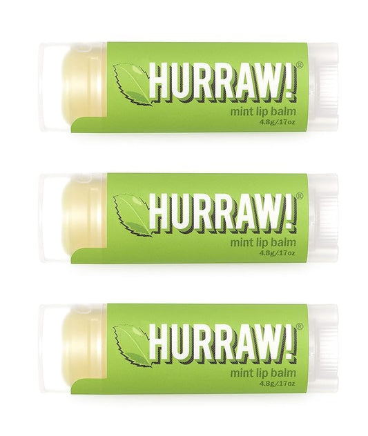 Hurraw! Mint Lip Balm, 3 Pack: Organic, Certified Vegan, Cruelty and Gluten Free. Non-GMO, 100% Natural Ingredients. Bee, Shea, Soy and Palm Free. Made in USA-Velvo Beauty