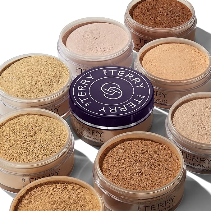 By Terry Hyaluronic Tinted Hydra-Powder, Non-Drying Loose Face Setting Powder, Blur Imperfections & Mattify, Dark, 0.35 oz-Velvo Beauty