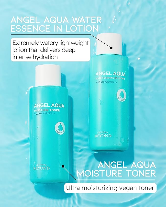 BEYOND Angel Aqua Moisture Skincare Set (Skincare Set, 11.2fl oz , 3-Piece Set) - Vegan Formula Korean Skin Care for Dry & Rough Skin , Hyaluronic Acid, Cica, Pantenol-Velvo Beauty