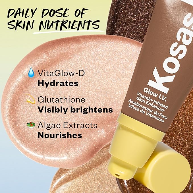 Kosas Glow I.V. Vitamin-Infused Skin Enhancer Face Makeup - Tinted Beauty Highlighter for a Healthy Glow - Radiate-Velvo Beauty
