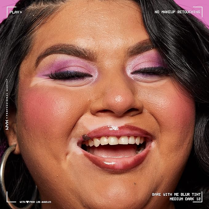 NYX PROFESSIONAL MAKEUP Bare With Me Blur Skin Tint Foundation Make Up with Matcha, Glycerin & Niacinamide - Medium Dark-Velvo Beauty