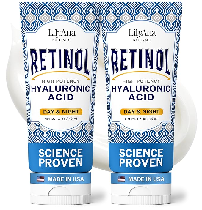 LilyAna Naturals Retinol Cream - Anti-Aging Moisturizer for Face & Neck, Made in USA, Wrinkle Reduction - 1.7oz, 2 Pack-Velvo Beauty