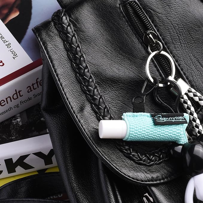 Beautyflier Cute Elastic Lip Balm Holder Keychain, Lipstick Sleeve Chapstick Sleeve Holder for Burts Bees Chapstick-Velvo Beauty