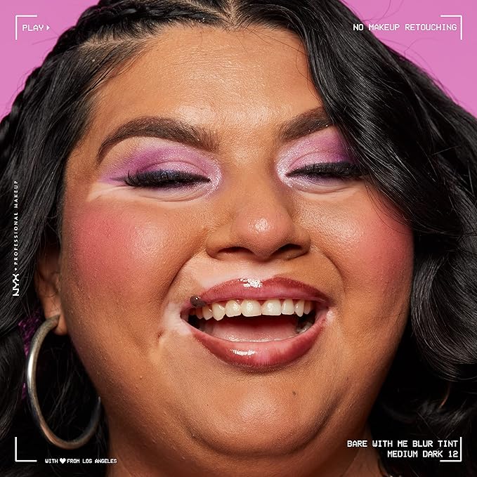 NYX PROFESSIONAL MAKEUP Bare With Me Blur Skin Tint Foundation Make Up with Matcha, Glycerin & Niacinamide - Medium Dark-Velvo Beauty