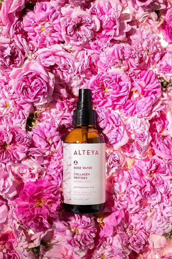 Alteya Organics Rose Water Face Toner – With Collagen Peptides & Hyaluronic Acid – Hydrating Facial Mist for Anti-Aging, Firming & Radiant Skin – 4 Fl Oz / 120mL-Velvo Beauty