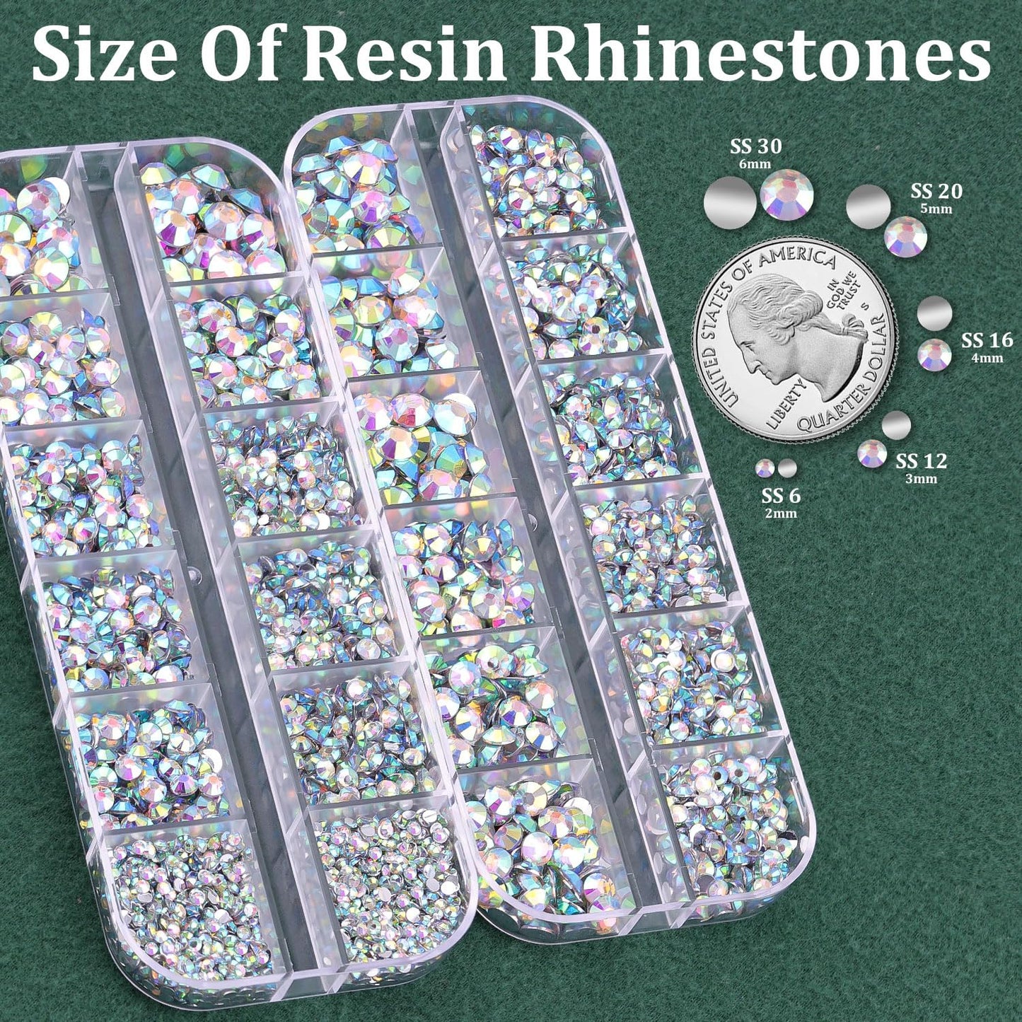 Resin Rhinestones for Crafting with B7000 Jewelry Glue, 2 Boxes AB Flatback Crystals with 3Pcs 10ml Glue for Bedazzling Crafts DIY Nail Art Makeup，Non Hotfix Gems for Clothing Shoes-Velvo Beauty