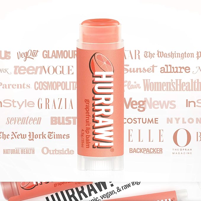 Hurraw! Grapefruit Lip Balm, 3 Pack: Organic, Certified Vegan, Cruelty and Gluten Free. Non-GMO, 100% Natural Ingredients. Bee, Shea, Soy and Palm Free. Made in USA-Velvo Beauty