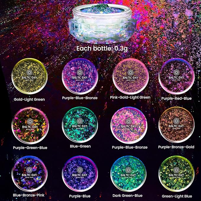 Chameleon Flakes & Chameleon Aurora Opal Flakes - Chameleon Flakes for Resin, Nails - Chameleon Mica Powder for Epoxy Resin, Paint-Velvo Beauty
