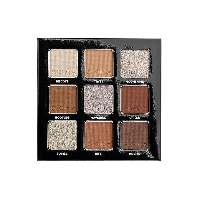 Sigma Beauty On-the-Go Eyeshadow Palette - Spicy - 9 Bold Eyeshadow Shades in Matte, Shimmer and Metalic Finishes - Highly Pigmented Vegan Eye Makeup Palette - Clean Beauty Products-Velvo Beauty