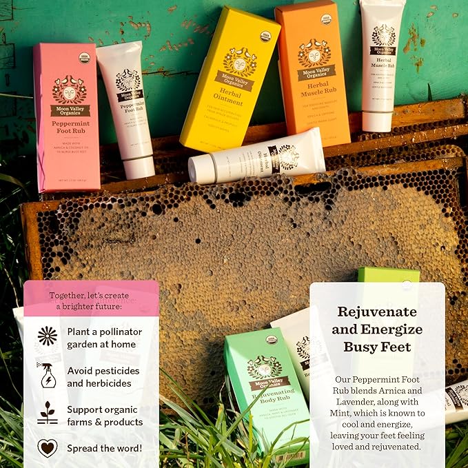 Moon Valley Organics Peppermint Foot Balm – Organic Cooling Foot Rub with Lavender, Arnica and Mint-Velvo Beauty