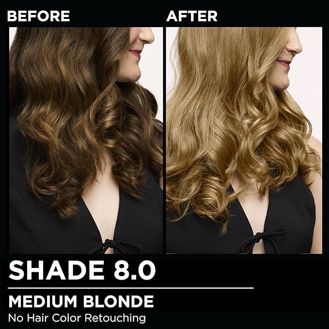 Garnier Hair Color Olia Ammonia-Free Brilliant Color Oil-Rich Permanent Hair Dye, 8.0 Medium Blonde, 2 Count (Packaging May Vary)-Velvo Beauty