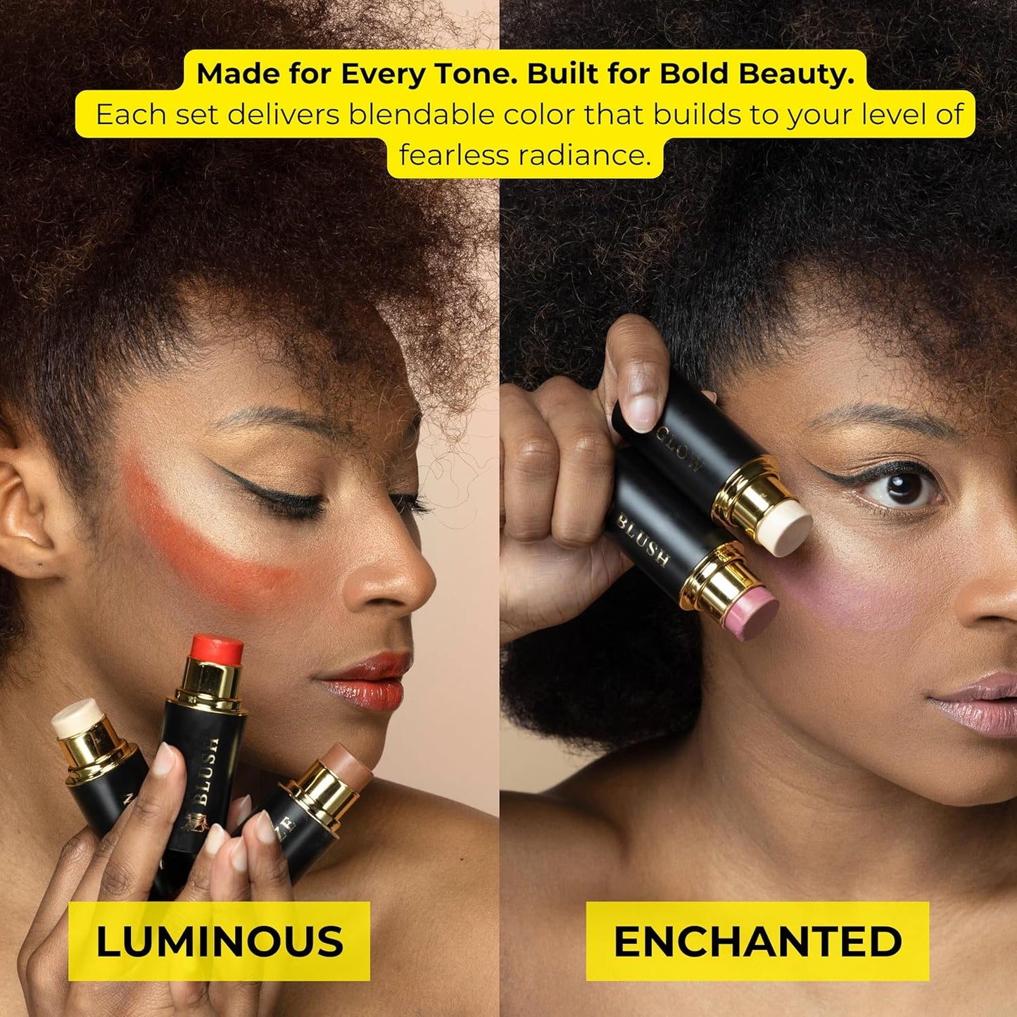 Cream Contour Stick Set – Blush, Bronzer & Highlighter Trio | Hydrating, Buildable, High-Pigment Makeup with Shea Butter & Vitamin E | Phoenix Beauty Gift Set (Luminous)-Velvo Beauty