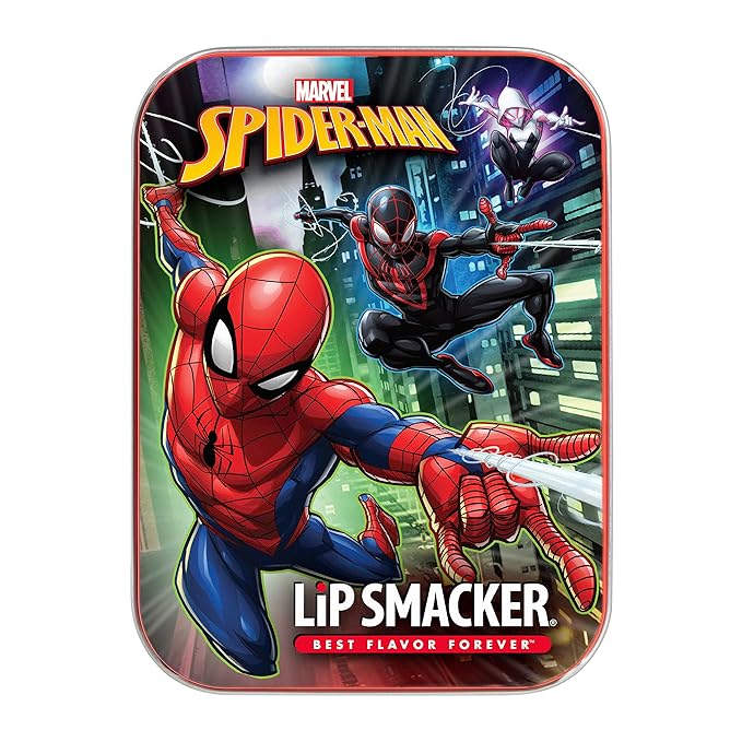 Lip Smacker Marvel Spiderman Holiday 3 pcs Flavored Lip Balm Tin, Stocking Stuff For Boys-Velvo Beauty