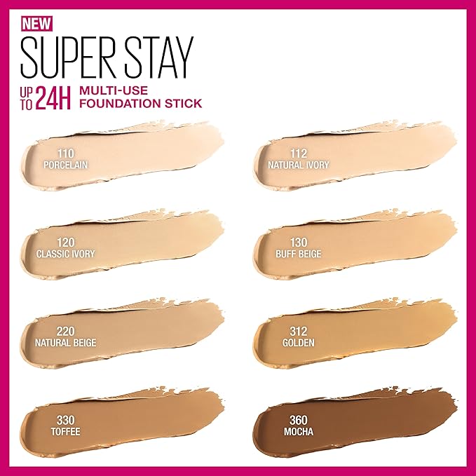 Maybelline New York Super Stay Foundation Stick For Normal to Oily Skin, Natural Beige, 0.25 oz.-Velvo Beauty