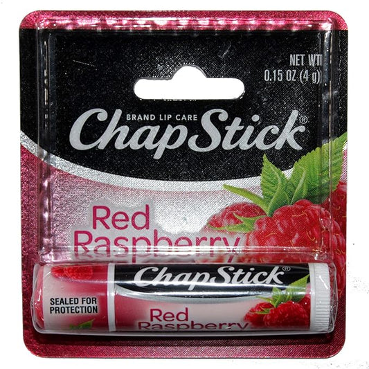 Chapstick (1) Stick Red Raspberry Flavored Lip Balm Lip Care Carded 0.15 oz-Velvo Beauty