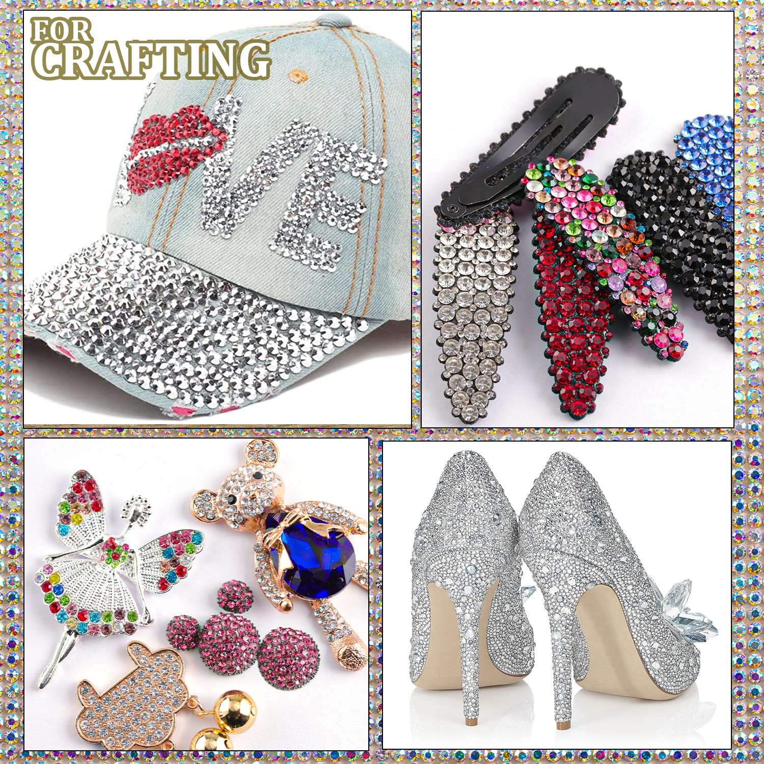 Two Packs of Flatback Rhinestones 4520 Pcs Colorful Nail Art Rhinestones Flatback Crystal Colorful+Transparent White Rhinestone with Picker Pencil and Tweezer for Nail Art and Decoration-Velvo Beauty