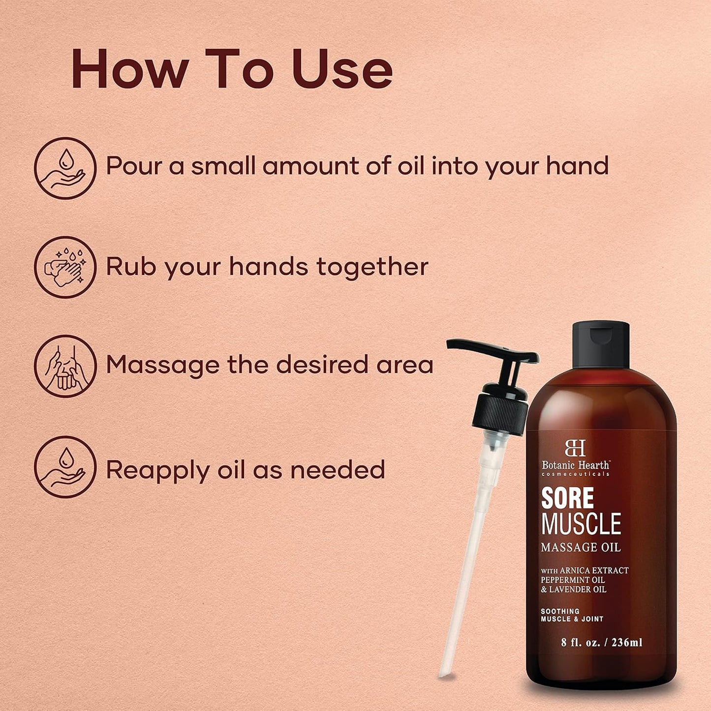 Botanic Hearth Sore Muscle Massage Oil | with Arnica Montana Extract and Essential Oils | Warming and Relaxing | Soothes Tired Sore Muscles and Joints, 8 Fl Oz-Velvo Beauty