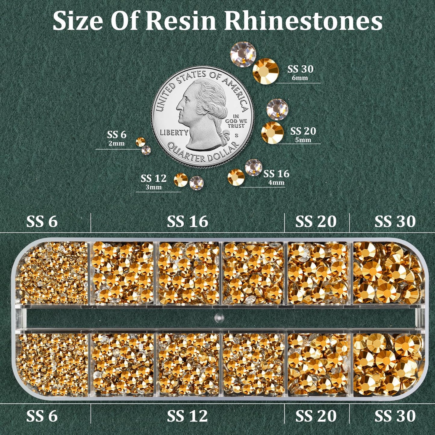 Resin Rhinestones for Crafting with B7000 Jewelry Glue, 1 Box Gold Flatback Crystals with 3Pcs 10ml Glue for Bedazzling Crafts DIY Nail Art Makeup，Non Hotfix Gems for Clothing Shoes-Velvo Beauty