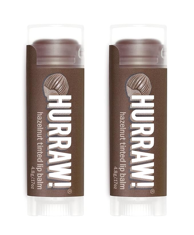 Hurraw! Hazelnut Tinted Lip Balm, 2 Pack: (Sheer Brown Tint) Organic, Certified Vegan, Cruelty and Gluten Free. Non-GMO, 100% Natural Ingredients. Bee, Shea, Soy and Palm Free. Made in USA-Velvo Beauty