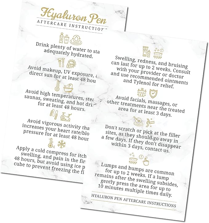 100 Pack - Premium Hyaluron Pen Lip Filler Aftercare Instructions Card 2 x 3.5" Accessories Supplies Kit Care - HP22A100_N-Velvo Beauty