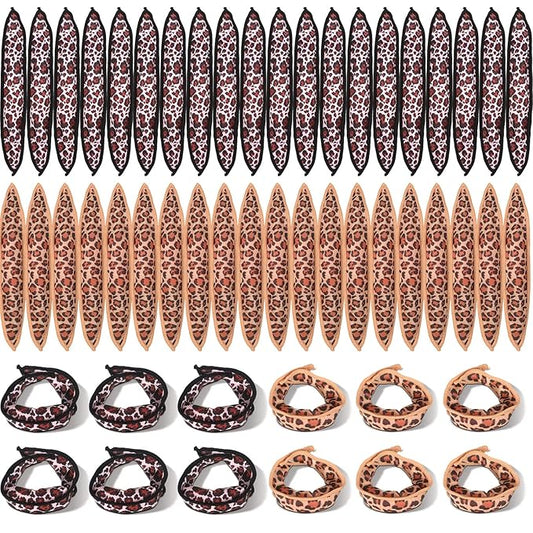 Bememo 40 Pieces Soft Curlers Hair Rollers Pillow Rollers for Hair Satin Sponge Curlers to Sleep in Overnight Heatless No Heat for Long Short Foam Rag Large Styling Tools(Leopard)-Velvo Beauty