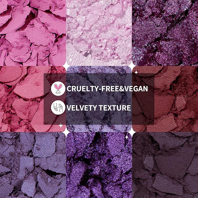 docolor Eyeshadow 9 Colors Purple Eyeshadow Palette High Pigmented Blendable Matte & Glitter Shimmer Finishes, Long Lasting Mauve Eye Makeup for Christmas Party Music Festivals-Velvo Beauty