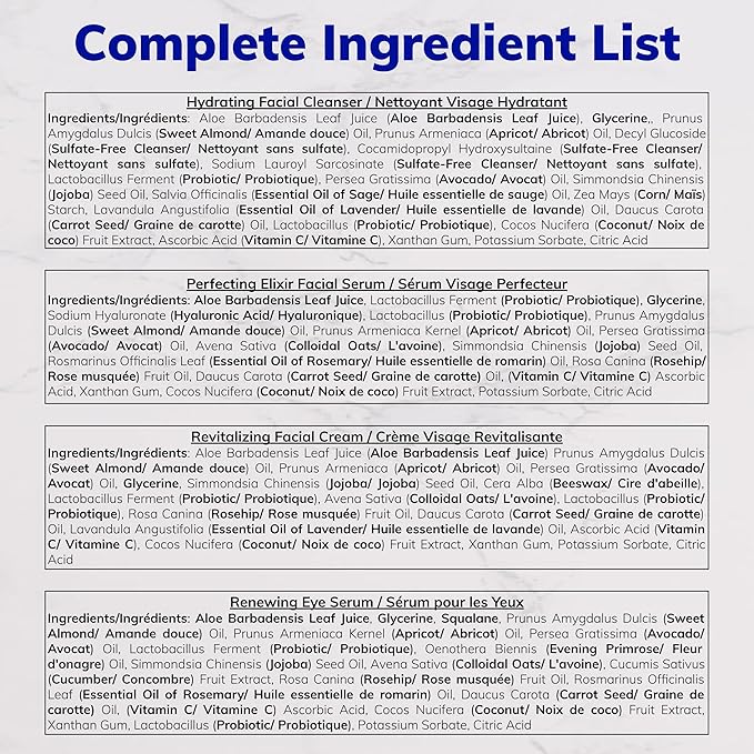 Full-Size 4-Piece Set | Handcrafted, Natural, Anti-Aging Formula | Facial Cleanser + Perfecting Serum + Facial Moisturizer + Eye Serum | All Skin Types | Women & Men ($165 Value)-Velvo Beauty