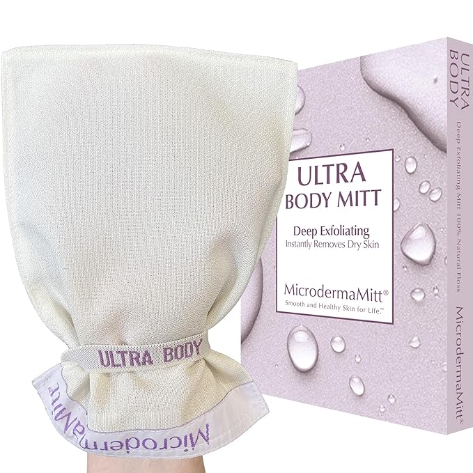 MicrodermaMitt ULTRA Exfoliating Mitt - The Ultimate Deep Exfoliating Body Scrubber Kese Glove – Keratosis Pilaris, Strawberry Skin Treatment, Reduce Ingrown Hair, Turkish Body Scrubber Exfoliator-Velvo Beauty