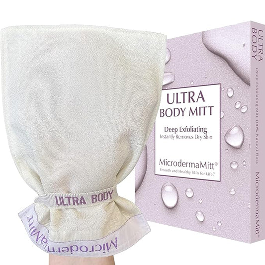 MicrodermaMitt ULTRA Exfoliating Mitt - The Ultimate Deep Exfoliating Body Scrubber Kese Glove – Keratosis Pilaris, Strawberry Skin Treatment, Reduce Ingrown Hair, Turkish Body Scrubber Exfoliator-Velvo Beauty