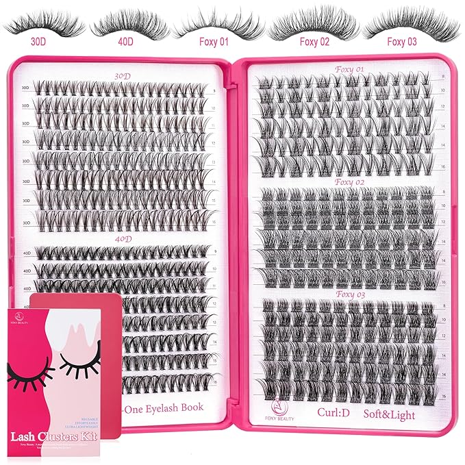Foxy Beauty Wispy Lash Clusters - 536Pcs Natural 8-16MM EyeLash Clusters 30D 40D & Foxy Lashes For Natural Look D Curl Lash Clusters For DIY Lashes At Home-Velvo Beauty