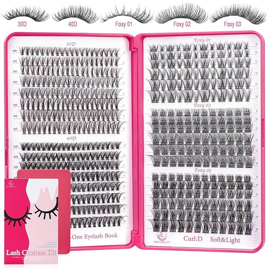 Foxy Beauty Wispy Lash Clusters - 536Pcs Natural 8-16MM EyeLash Clusters 30D 40D & Foxy Lashes For Natural Look D Curl Lash Clusters For DIY Lashes At Home-Velvo Beauty