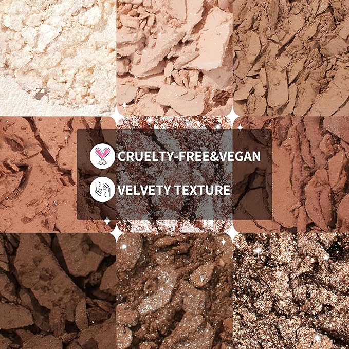 docolor Neutral Eyeshadow Palette 9 Colors Nude Brown Eyeshadow Palette Eye Shadow Palette Makeup Palettes with Velvety and Silky Finishes Highly Pigmented Mattes Shimmers Glitter Eye Makeup Palettes-Velvo Beauty