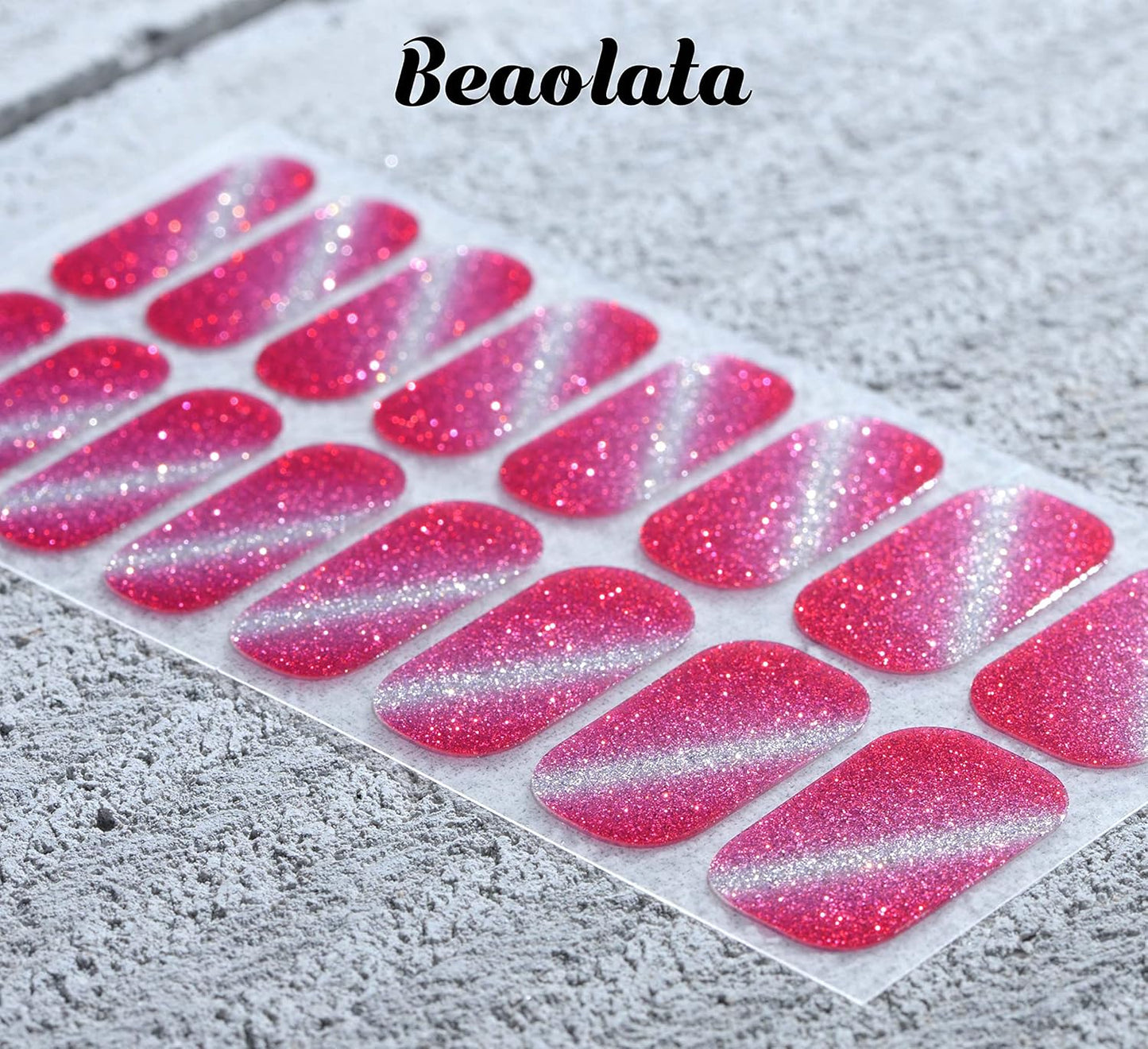 Nail Polish Strips, 32PCS Salon Quality Wraps, Long Lasting Gel Nail Stickers for Women Easy Apply& Remove (Pink Dazzles)-Velvo Beauty