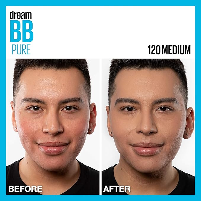 Maybelline Dream Pure Skin Clearing BB Cream, 8-in-1 Skin Perfecting Beauty Balm With 2% Salicylic Acid, Sheer Tint Coverage, Oil-Free, Medium, 1 Count-Velvo Beauty