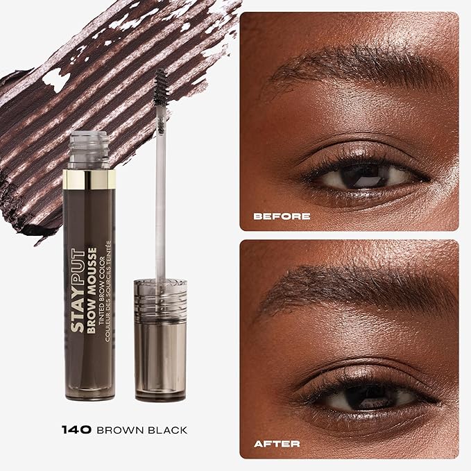 Milani Brow Tint- Stay Put Tinted Brow Mousse, Nourishing, High-Pigment infused with Shea Butter, Jojoba Seed Oil & Panthenol Vitamin B5 - Brown Black-Velvo Beauty