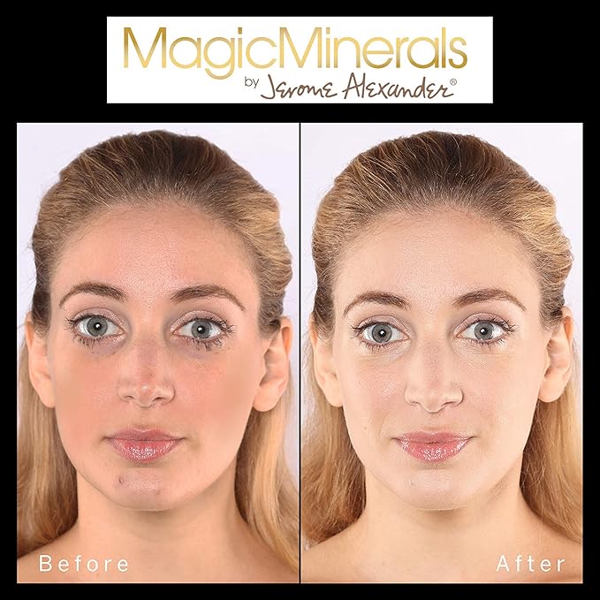 Jerome Alexander MagicMinerals Pressed Mineral Powder Set with Mirror Compact, Extending Lash Mascara, Professional Stubby Brush & Blending Sponge (Medium)-Velvo Beauty