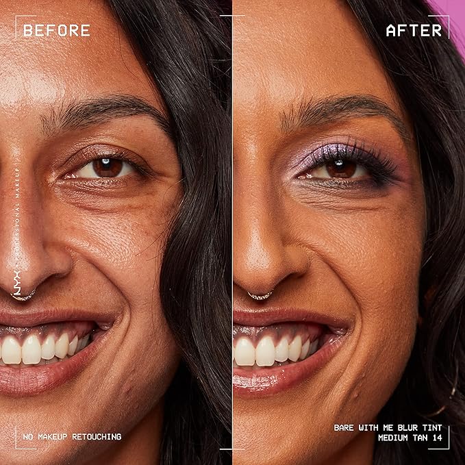 NYX PROFESSIONAL MAKEUP Bare With Me Blur Skin Tint Foundation Make Up with Matcha, Glycerin & Niacinamide - Medium Tan-Velvo Beauty