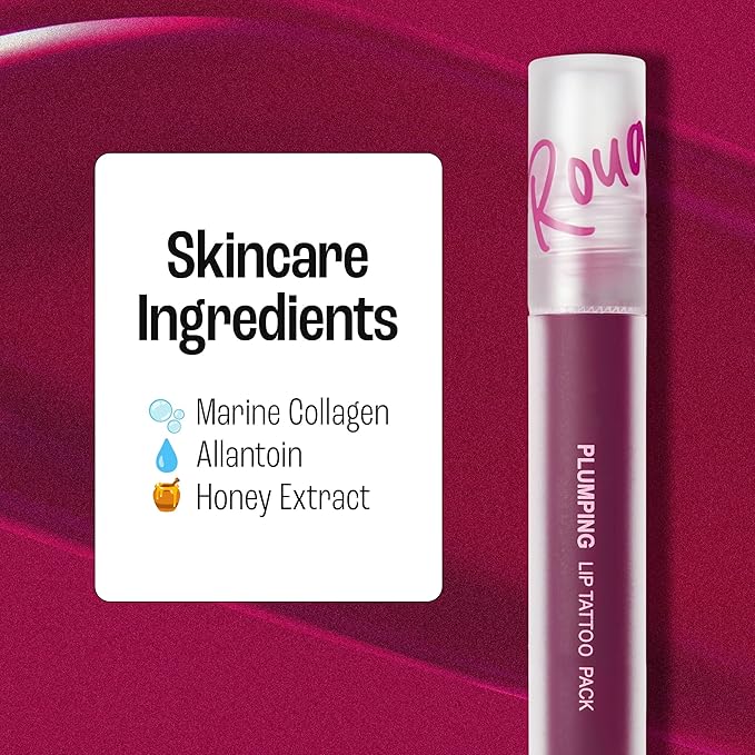 Rouge Star Plumping Lip Tattoo (0.17 oz) - 72-HR Long Lasting Waterproof Peel Off Lip Stain - Transfer-Proof, Non -Sticky Hydrating Matte Lip Tint Tattoo (Plum Berry)-Velvo Beauty
