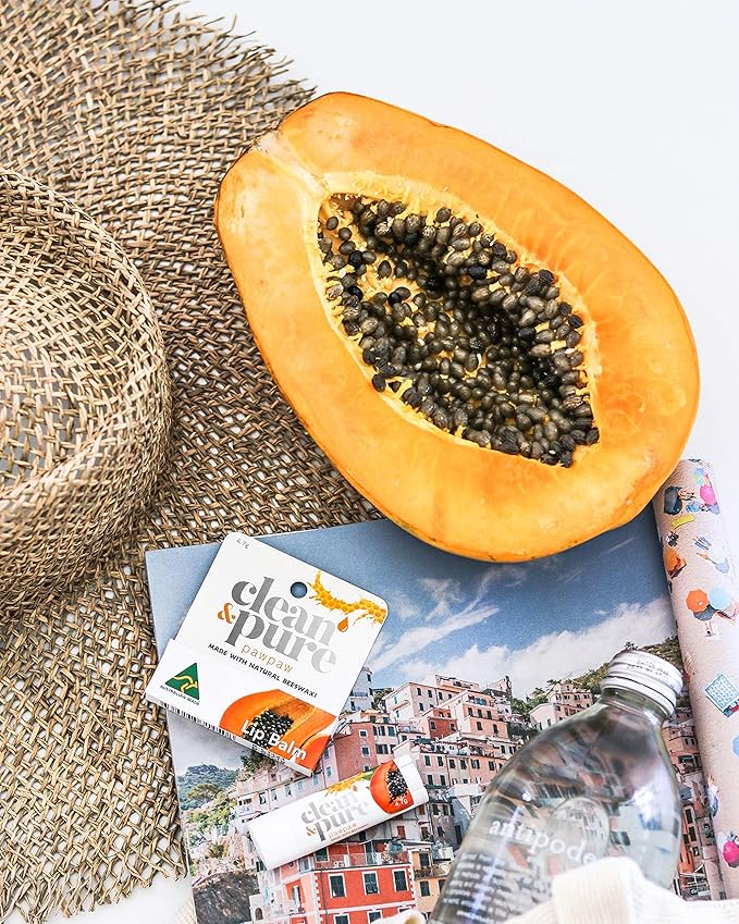 Lip Balm (Pawpaw) 100% Natural Beeswax, Vitamin E | Olive Oil Based Treatment for Dry, Chapped Lips | Made in Australia…-Velvo Beauty