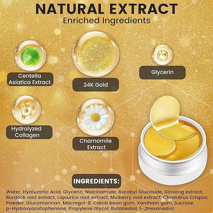 24k Gold Crystal Collagen Eye Mask-Velvo Beauty