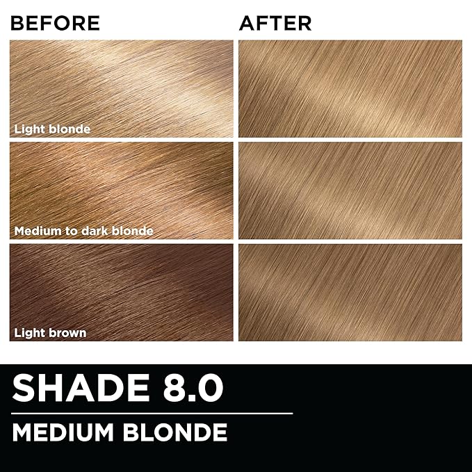 Garnier Hair Color Olia Ammonia-Free Brilliant Color Oil-Rich Permanent Hair Dye, 8.0 Medium Blonde, 2 Count (Packaging May Vary)-Velvo Beauty